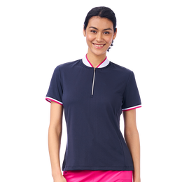 Authentic Collection: Adrianna Jacquard Short Sleeve Polo Shirt